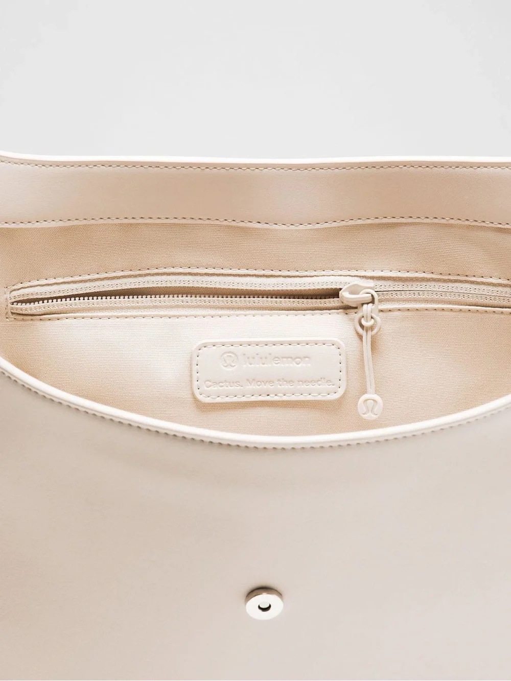 lululemon athletica Cream Leather Shoulder Hobo with Polished Hardware